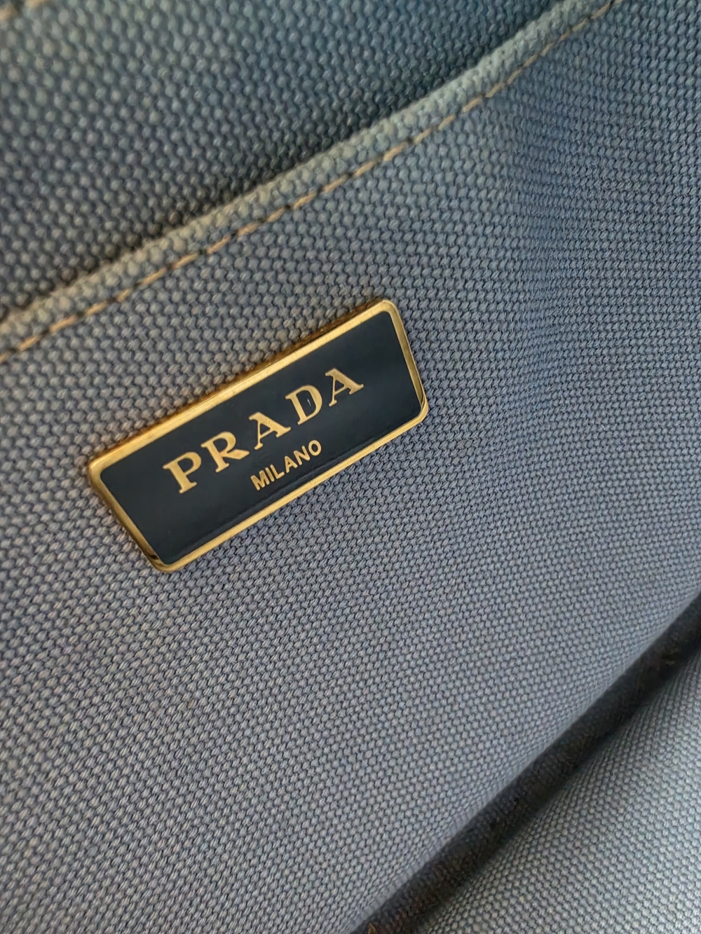 Prada Canapa Mini Light Denim Blue Canvas Tote - Picture 9 of 12